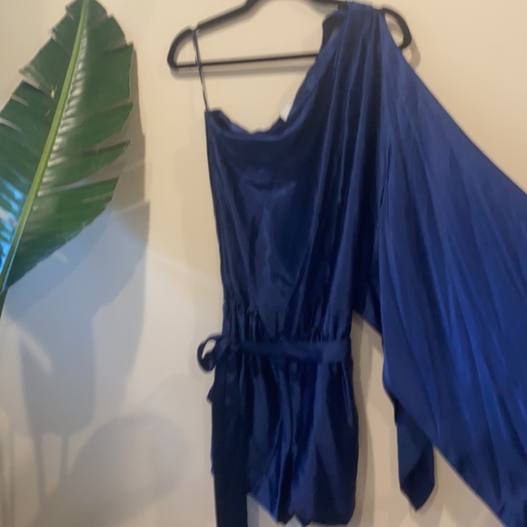 Robert Rodriguez Navy Silk One Shoulder Romper - Picture 3 of 8